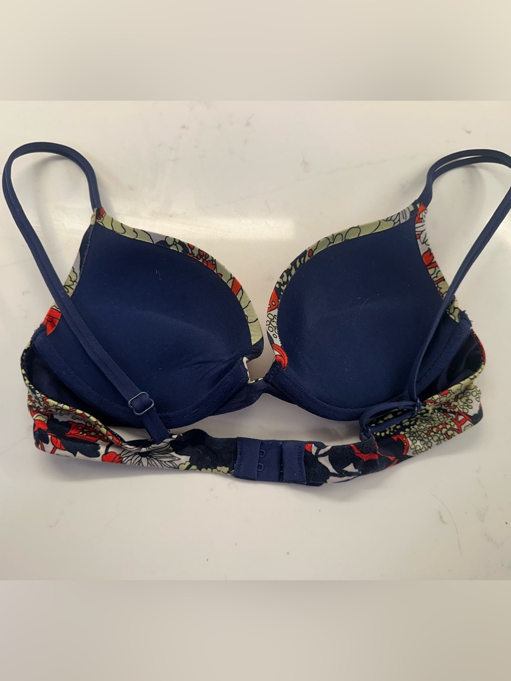 Victorias Secret Very Sexy Push-Up Bra Women’s Size 34A Navy Blue Floral - Picture 5 of 6